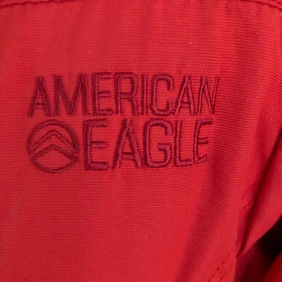 Womens American Eagle Shelter Series removable faux fur on hood sz S bright red - Picture 3 of 14